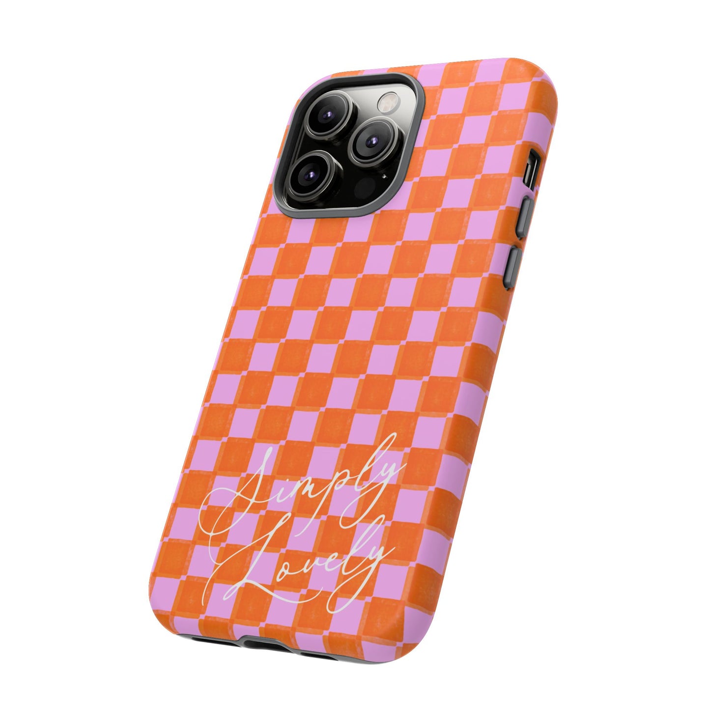 Simply Lovely Orange and Pink Checkered F1 Phone Case Design, Trendy F1 Gift, Formula 1 Gift, Cute F1 Phone Case