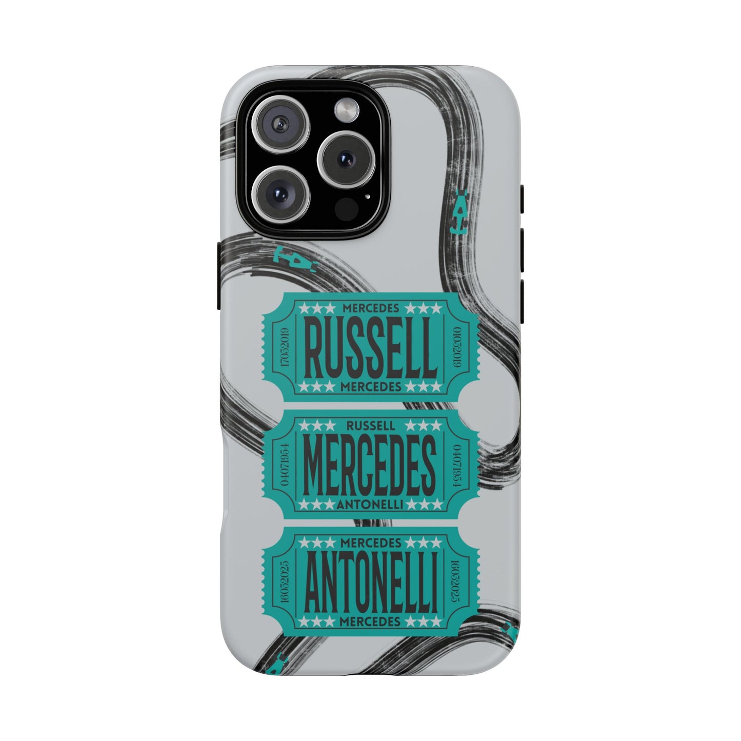 Mercedes F1 Phone Case Painted Ticket Stubs, Trendy F1 Gift, Formula 1 Gift, Cute F1 Phone Case