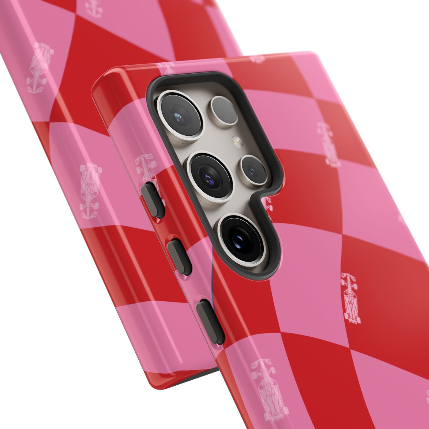F1 Phone Case Pink and Red Checkerboard Design, Trendy F1 Gift, Girly Formula 1 Gift, Cute F1 Phone Case, Unique Formula One Phone Case