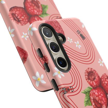 Red F1 Haas and Raspberries Phone Case, Trendy F1 Gift, Formula 1 Gift, Cute Fruit F1 Phone Case, Unique Phone Case