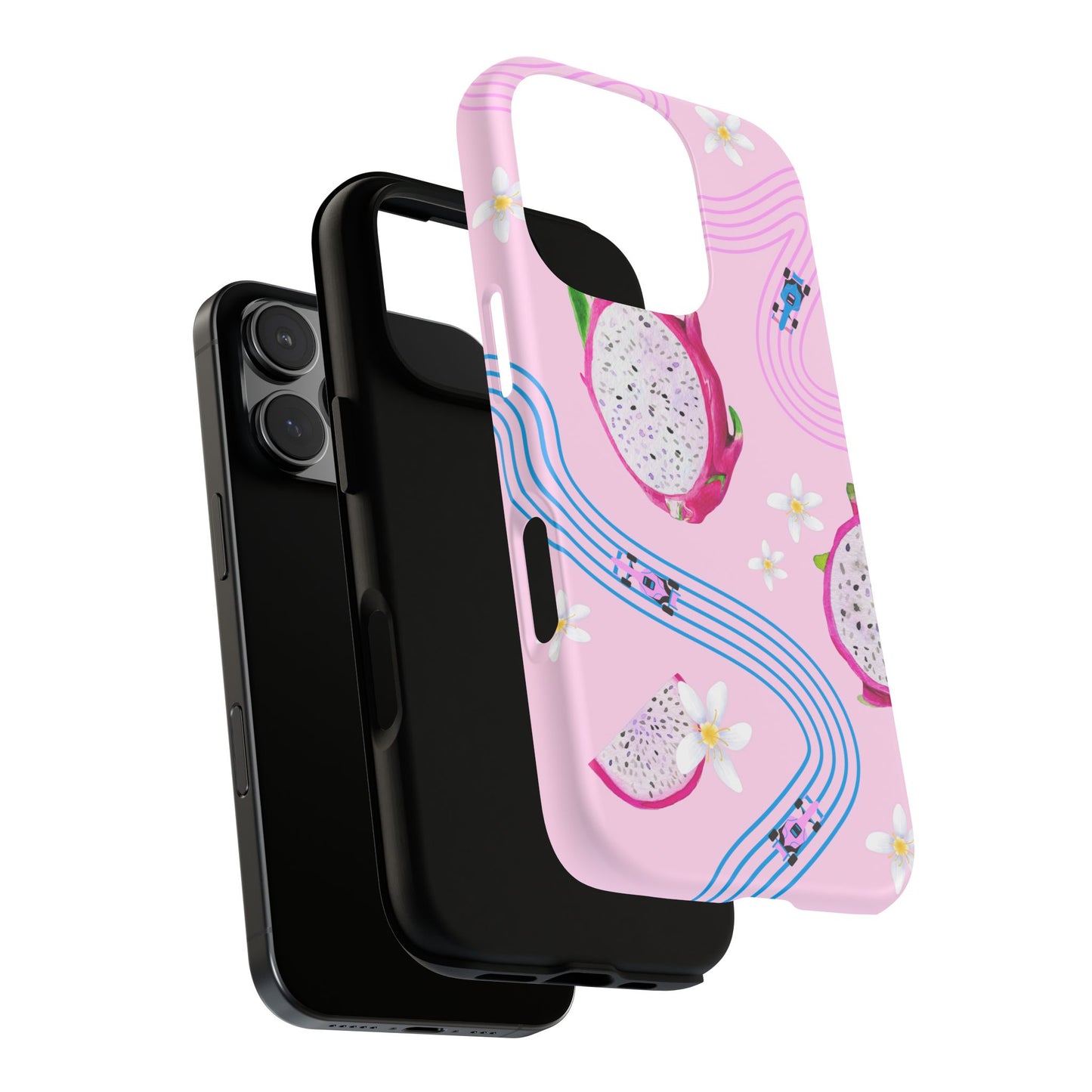 Pink F1 Alpine and Dragonfruit Phone Case, Trendy F1 Gift, Formula 1 Gift, Cute Fruit F1 Phone Case, Unique Phone Case