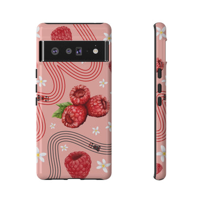 Red F1 Haas and Raspberries Phone Case, Trendy F1 Gift, Formula 1 Gift, Cute Fruit F1 Phone Case, Unique Phone Case