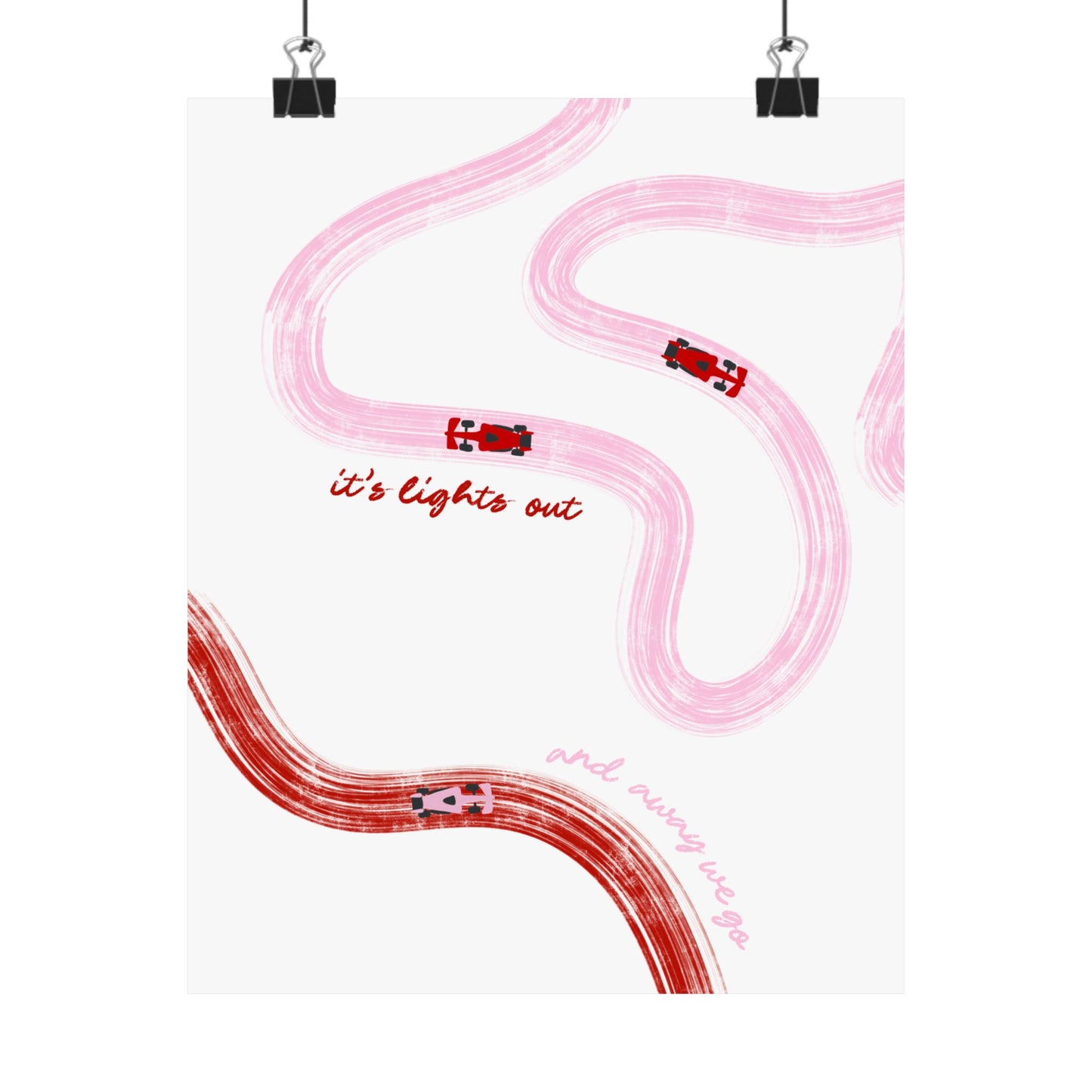Pink and Red F1 Matte Vertical Poster | F1 Giclée Art Print (US SIZING)