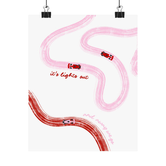 Pink and Red F1 Matte Vertical Poster | F1 Giclée Art Print (US SIZING)
