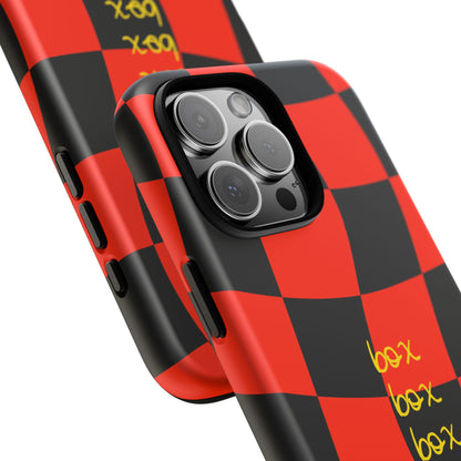 F1 Ferrari Black and Red Checkered Phone Case, Box Box Box F1 Phone Case