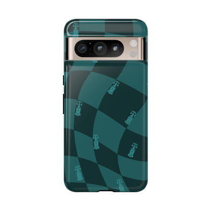 F1 Phone Case Teal Checkered Design, Trendy F1 Gift, Formula 1 Gift, Cute F1 Phone Case, Unique Formula One Phone Case