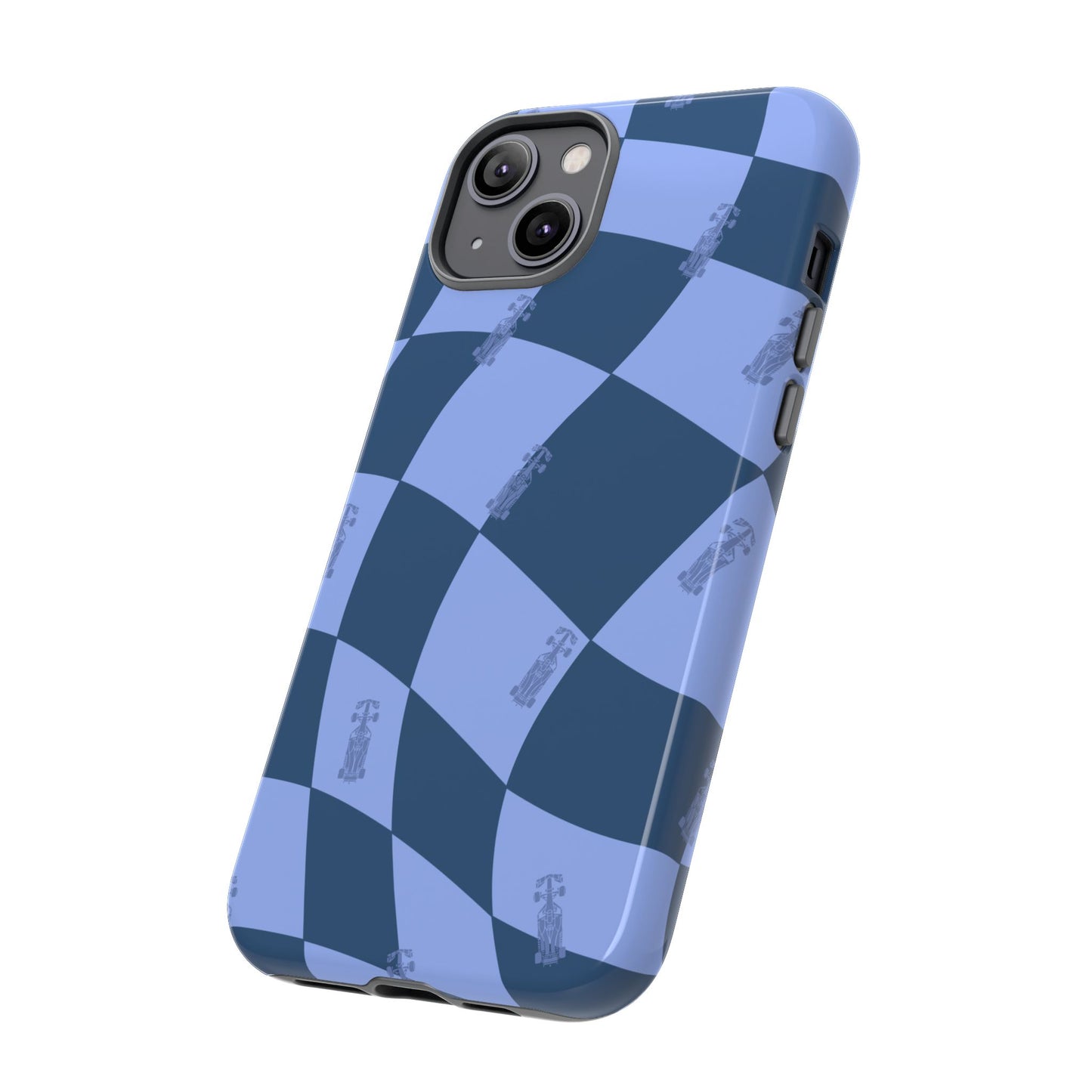 F1 Phone Case Blue Checkerboard Design, Trendy F1 Gift, Formula 1 Gift, Cute F1 Phone Case, Unique Formula One Phone Case