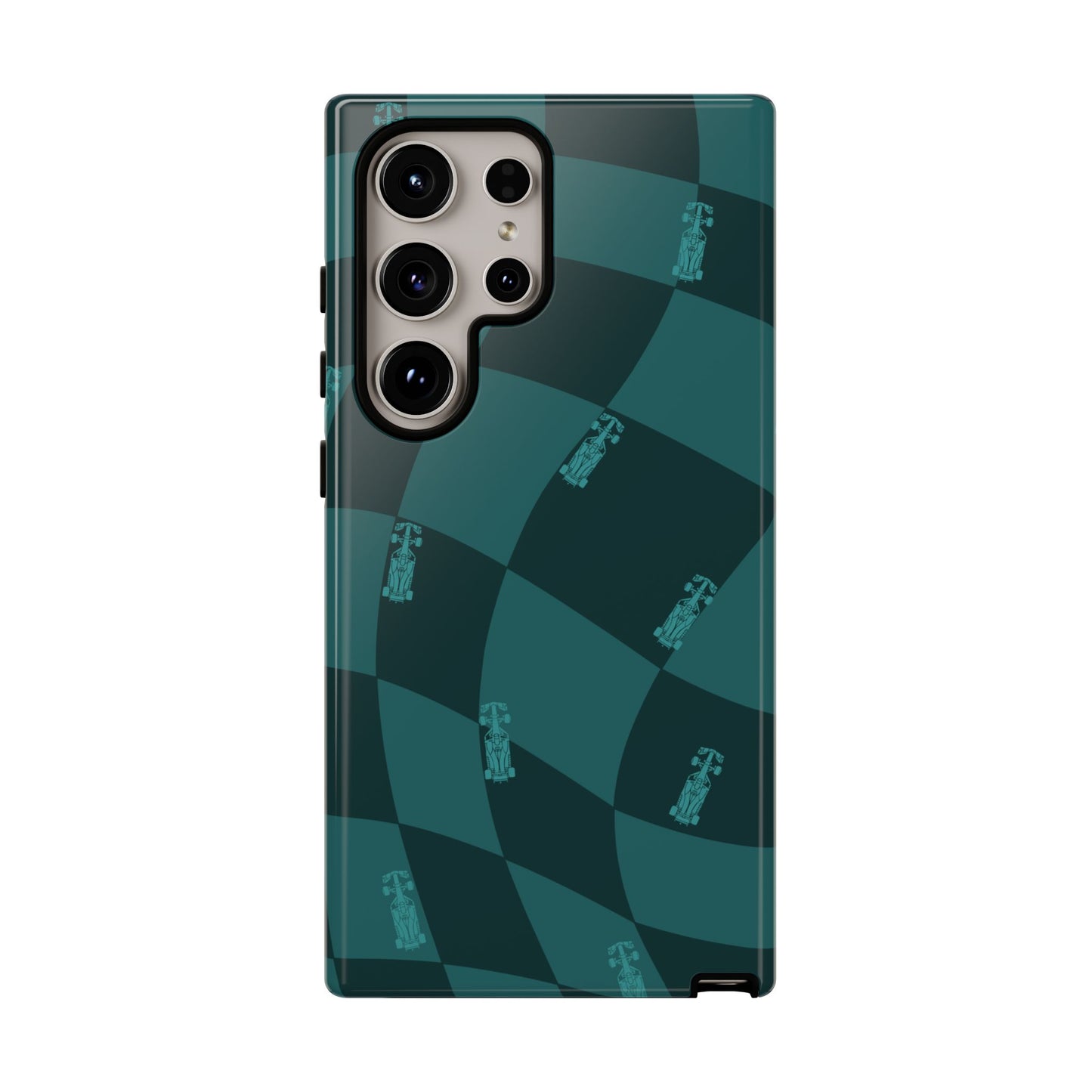 F1 Phone Case Teal Checkered Design, Trendy F1 Gift, Formula 1 Gift, Cute F1 Phone Case, Unique Formula One Phone Case