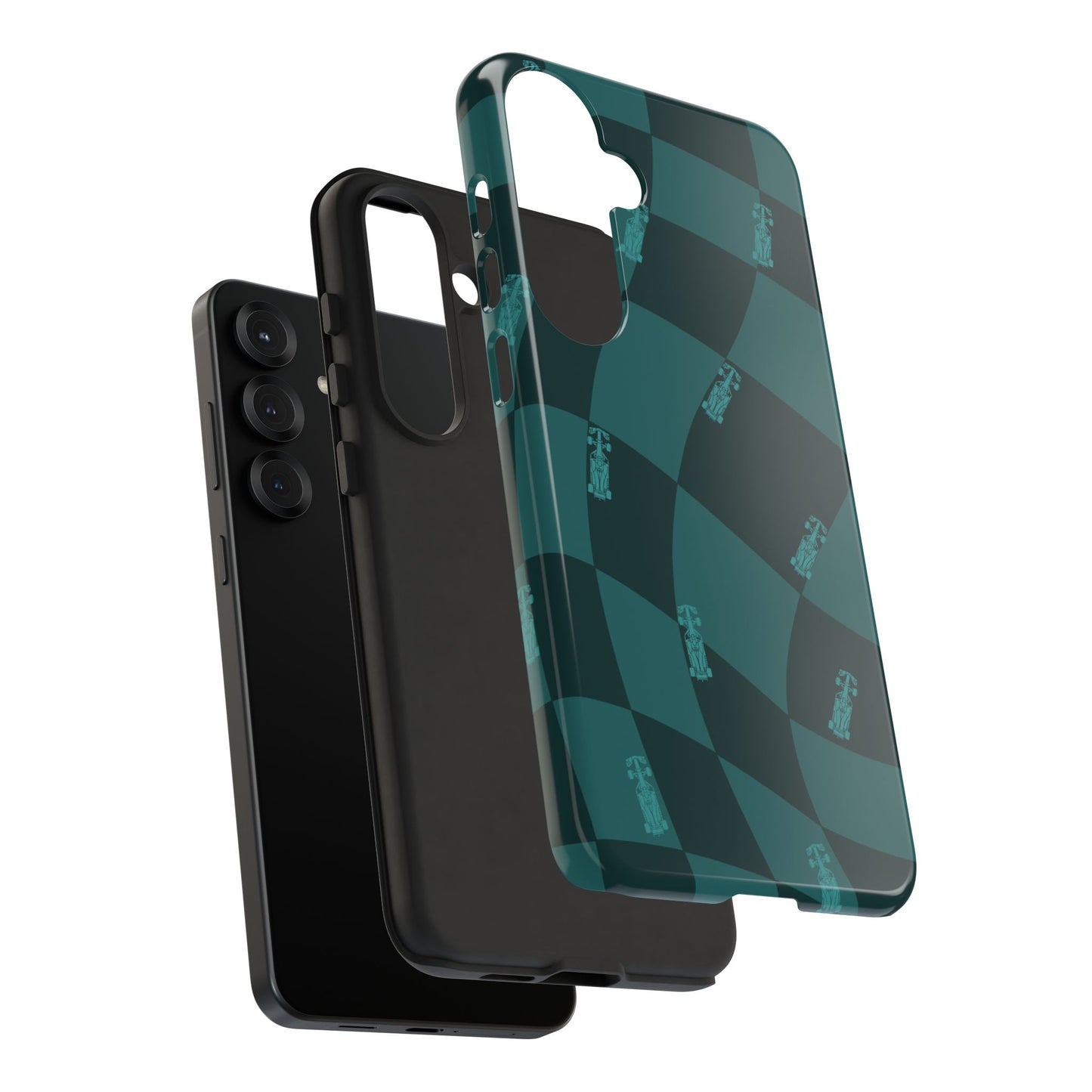 F1 Phone Case Teal Checkered Design, Trendy F1 Gift, Formula 1 Gift, Cute F1 Phone Case, Unique Formula One Phone Case