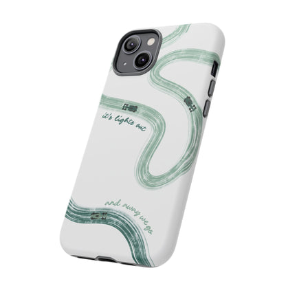 F1 Phone Case Green Painted "its lights out and away we go", Trendy F1 Gift, Formula 1 Gift, Cute F1 Phone Case, Gift for F1 Fans