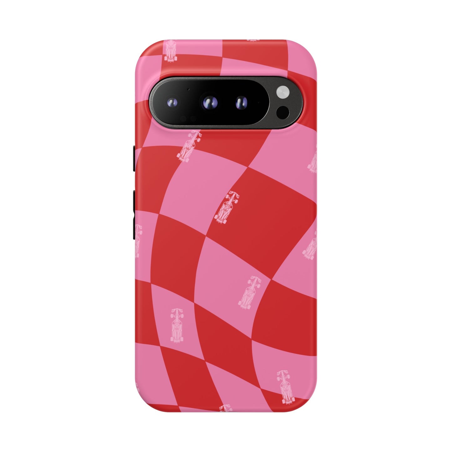 F1 Phone Case Pink and Red Checkerboard Design, Trendy F1 Gift, Girly Formula 1 Gift, Cute F1 Phone Case, Unique Formula One Phone Case