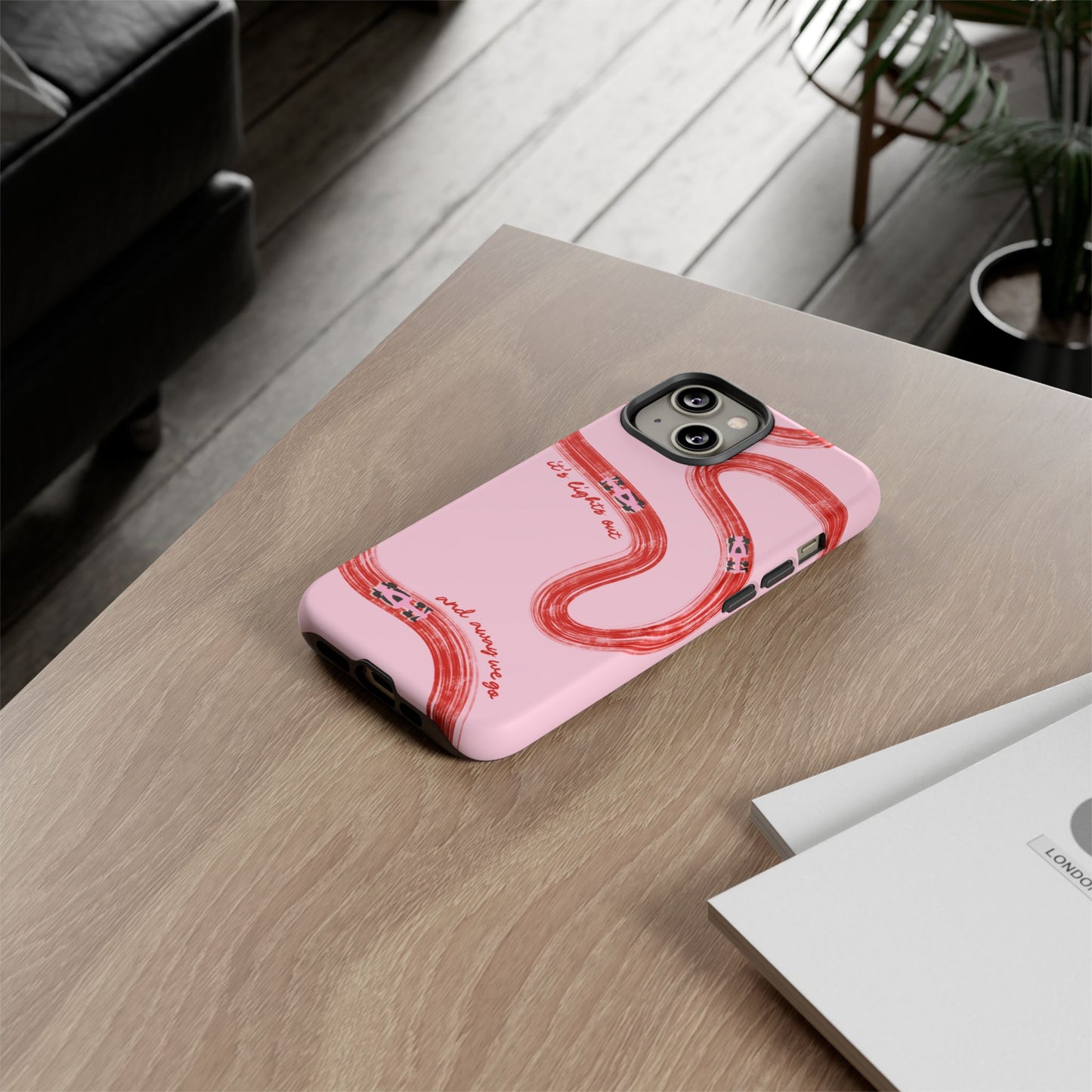 F1 Phone Case Pink and Red Painted "its lights out and away we go", Trendy F1 Gift, Formula 1 Gift, Cute F1 Phone Case, Unique Phone Case