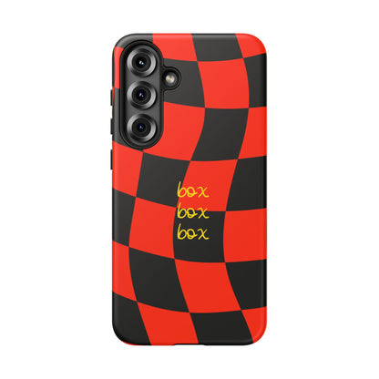 F1 Ferrari Black and Red Checkered Phone Case, Box Box Box F1 Phone Case