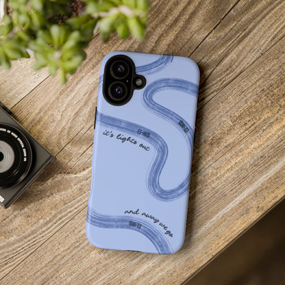 F1 Phone Case Monochrome Blue Painted "its lights out and away we go", Trendy F1 Gift, Formula 1 Gift, Cute F1 Phone Case, Phone Case
