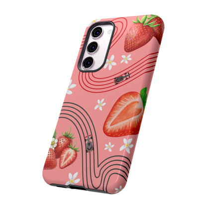 Red F1 Audi and Strawberries Phone Case, Trendy F1 Gift, Formula 1 Gift, Cute Fruit F1 Phone Case, Unique Phone Case