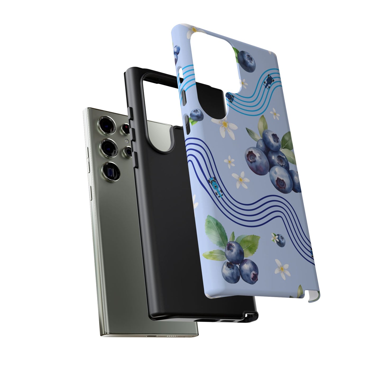 Blue F1 Williams and Blueberries Phone Case, Trendy F1 Gift, Formula 1 Gift, Cute Fruit F1 Phone Case, Unique Phone Case