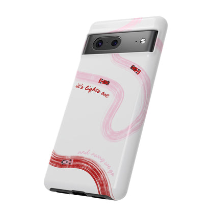 F1 Phone Case Pink and Red Painted "its lights out and away we go", Trendy F1 Gift, Formula 1 Gift, Cute F1 Phone Case, Unique Phone Case