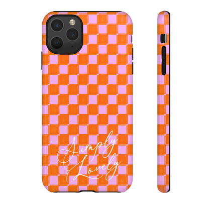 Simply Lovely Orange and Pink Checkered F1 Phone Case Design, Trendy F1 Gift, Formula 1 Gift, Cute F1 Phone Case