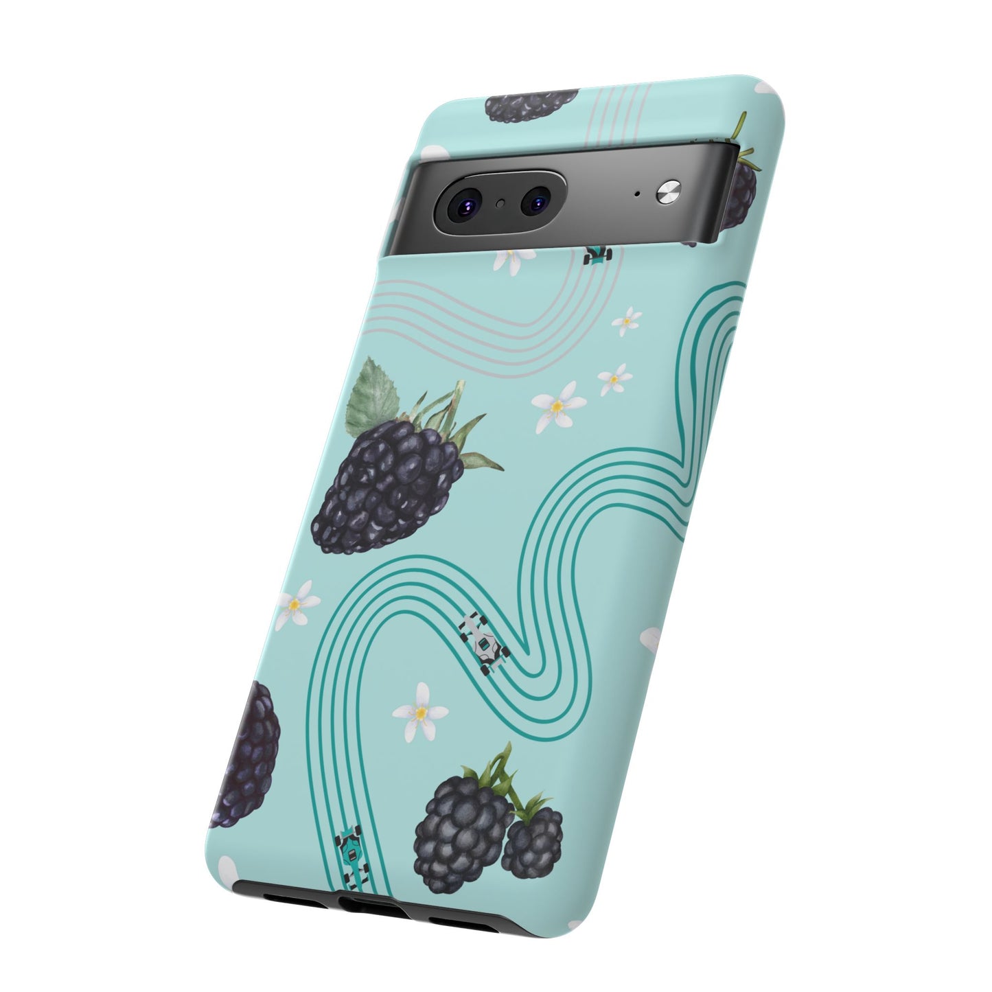 Teal F1 Mercedes and Blackberries Phone Case , Trendy F1 Gift, Formula 1 Gift, Cute Fruit F1 Phone Case, Unique Phone Case