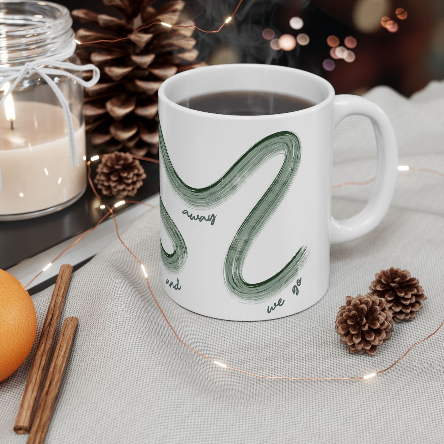 F1 Green Painted It's Lights Out and Away We Go Mug, Unique Gift for Coffee Lovers, Whimsical Formula 1 Gift