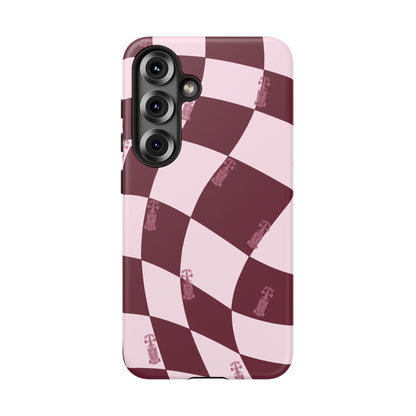 F1 Phone Case Pink Checkered Design, Trendy F1 Gift, Formula 1 Gift, Cute F1 Phone Case, Unique Formula One Phone Case