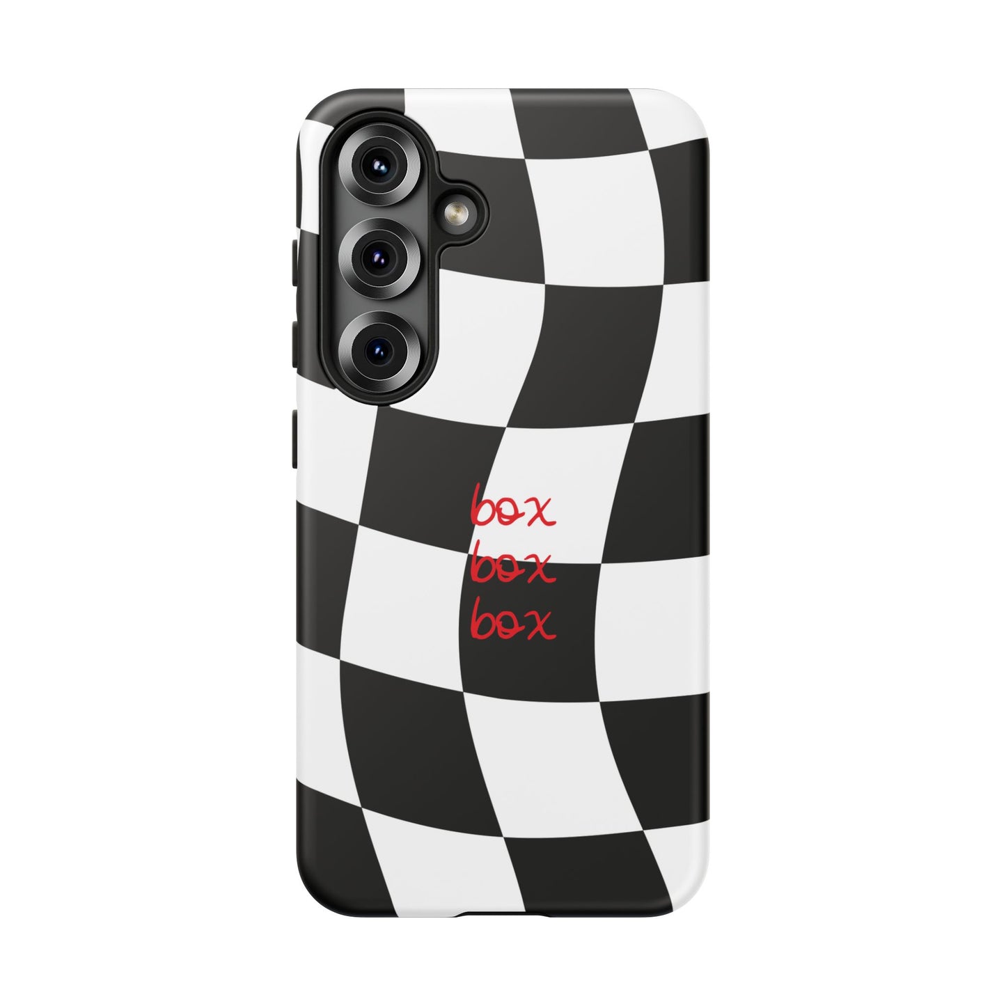 Black and Red Checkered F1 Phone Case, Box Box Box F1 Phone Case