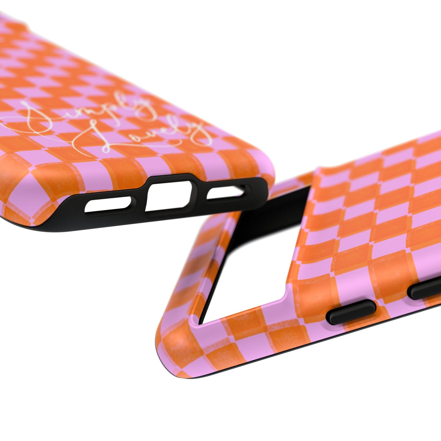 Simply Lovely Orange and Pink Checkered F1 Phone Case Design, Trendy F1 Gift, Formula 1 Gift, Cute F1 Phone Case