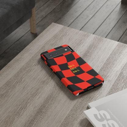 F1 Ferrari Black and Red Checkered Phone Case, Box Box Box F1 Phone Case