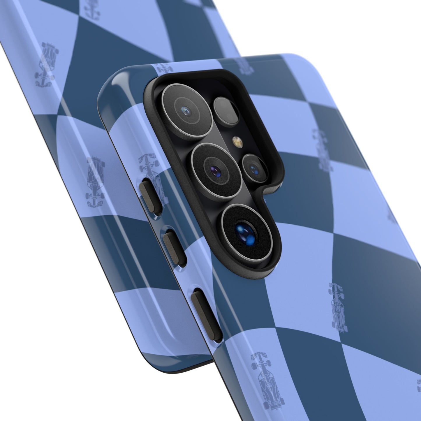 F1 Phone Case Blue Checkerboard Design, Trendy F1 Gift, Formula 1 Gift, Cute F1 Phone Case, Unique Formula One Phone Case