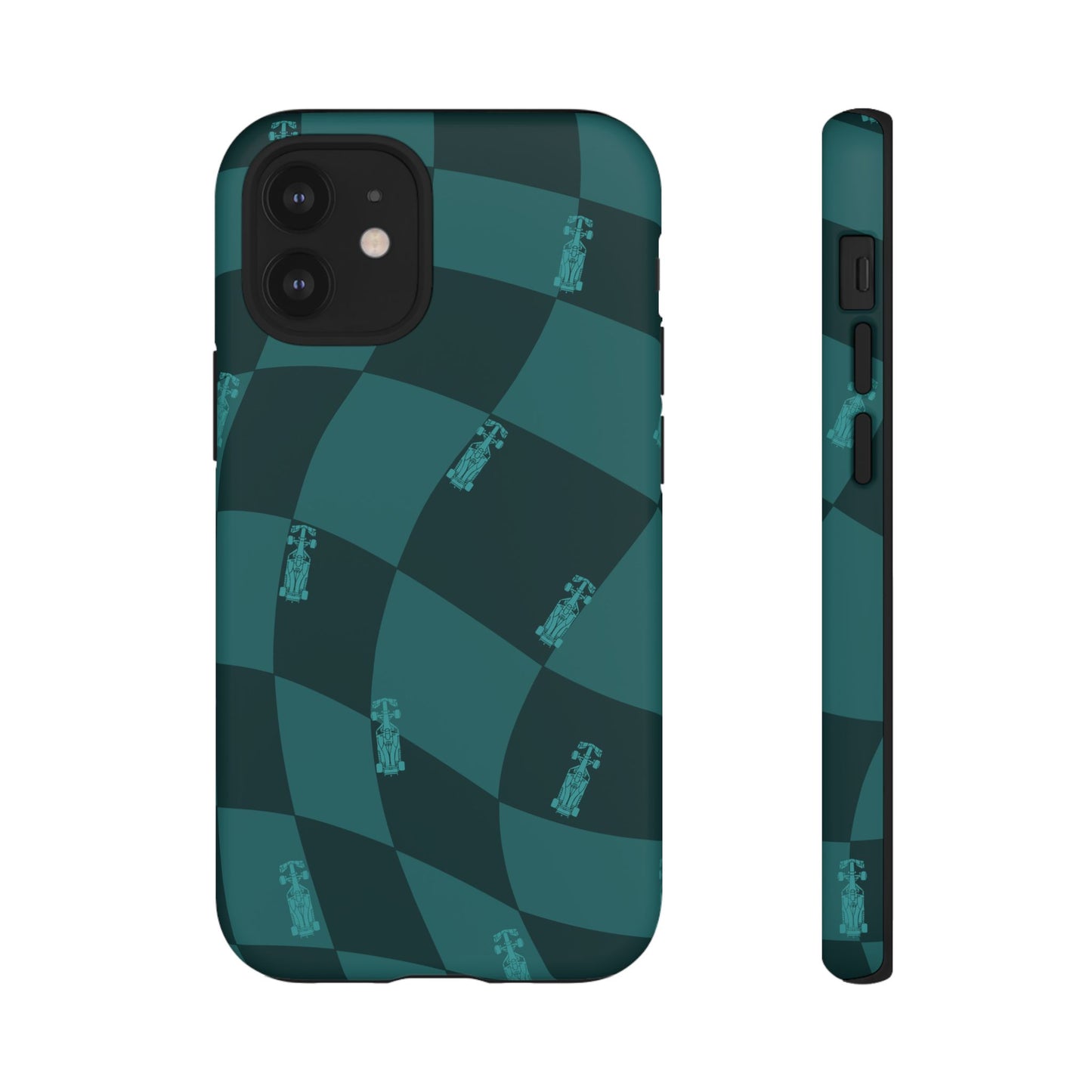 F1 Phone Case Teal Checkered Design, Trendy F1 Gift, Formula 1 Gift, Cute F1 Phone Case, Unique Formula One Phone Case