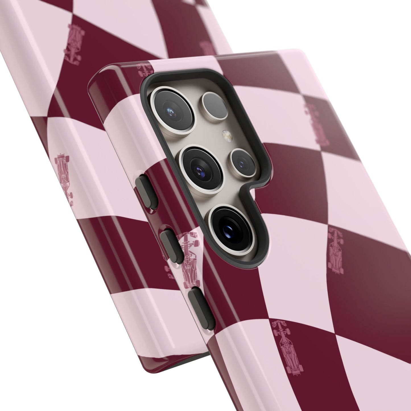 F1 Phone Case Pink Checkered Design, Trendy F1 Gift, Formula 1 Gift, Cute F1 Phone Case, Unique Formula One Phone Case