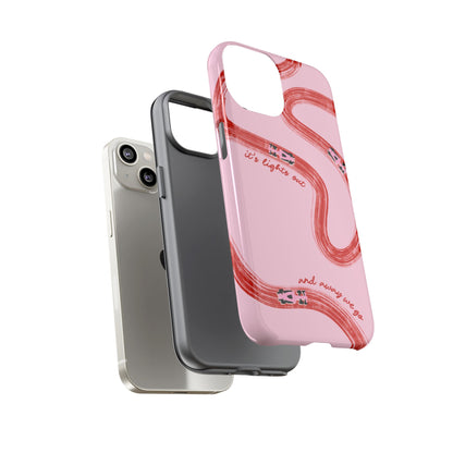 F1 Phone Case Pink and Red Painted "its lights out and away we go", Trendy F1 Gift, Formula 1 Gift, Cute F1 Phone Case, Unique Phone Case