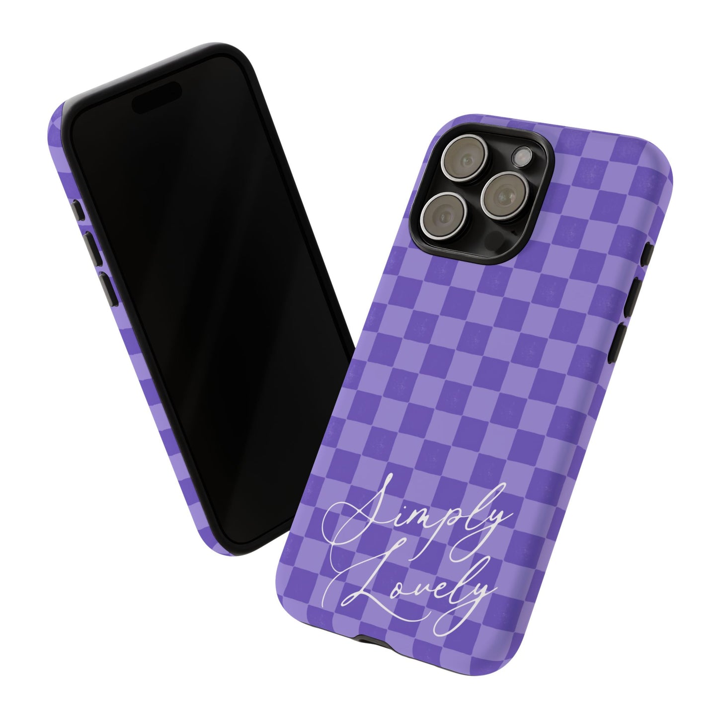 Simply Lovely Purple Checkered F1 Phone Case Design, Trendy F1 Gift, Formula 1 Gift, Cute F1 Phone Case
