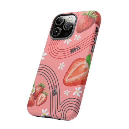 Red F1 Audi and Strawberries Phone Case, Trendy F1 Gift, Formula 1 Gift, Cute Fruit F1 Phone Case, Unique Phone Case