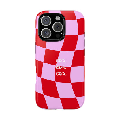 Pink and Red Checkered F1 Phone Case, Box Box Box F1 Phone Case