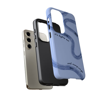 F1 Phone Case Monochrome Blue Painted "its lights out and away we go", Trendy F1 Gift, Formula 1 Gift, Cute F1 Phone Case, Phone Case