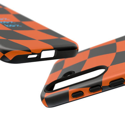 McLaren Orange and Black Checkered F1 Phone Case, Box Box Box F1 Phone Case