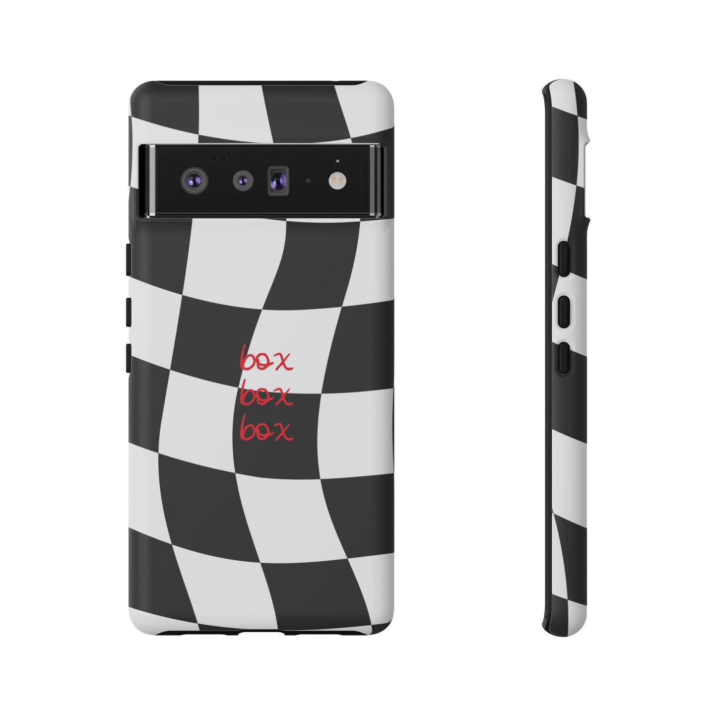 Black and Red Checkered F1 Phone Case, Box Box Box F1 Phone Case