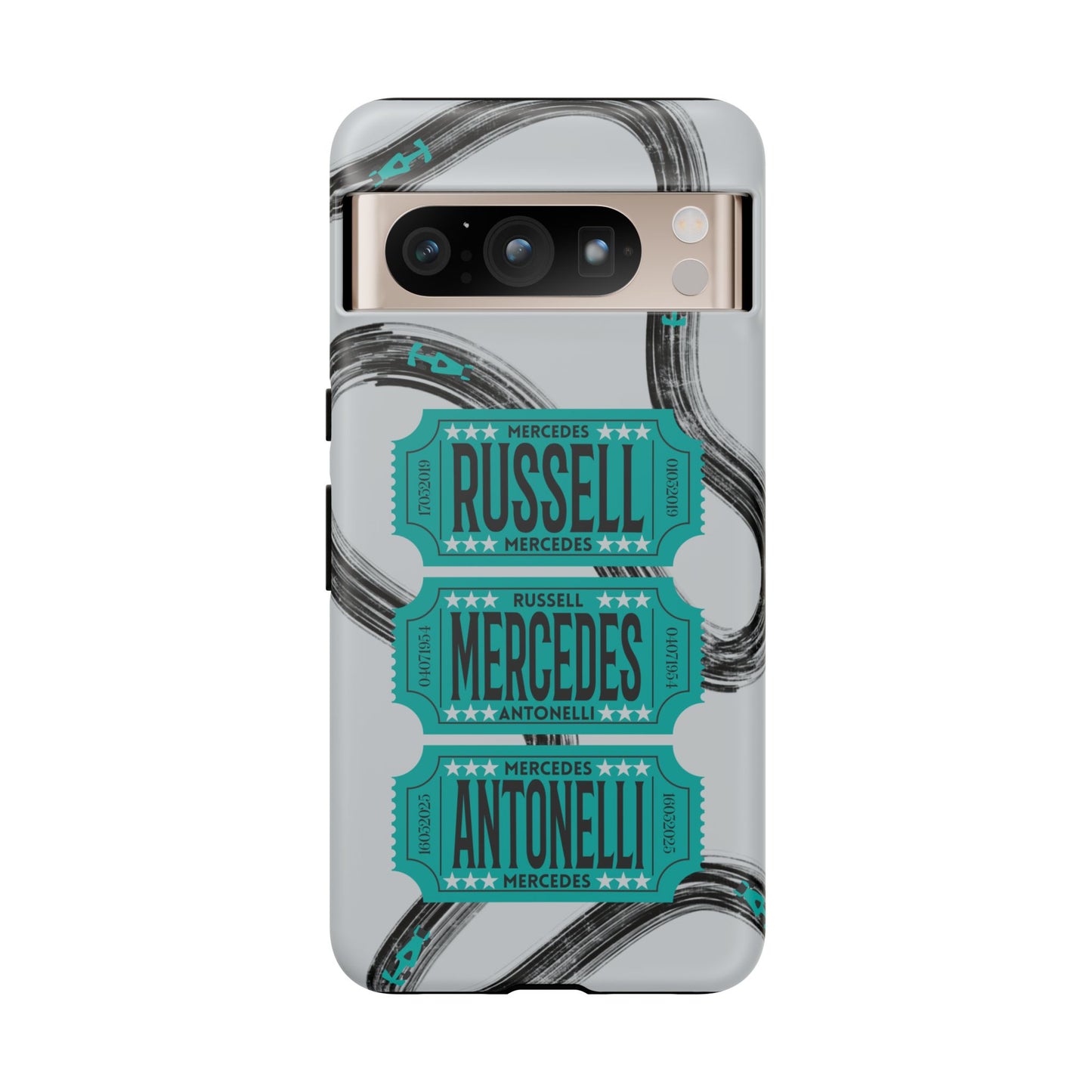 Mercedes F1 Phone Case Painted Ticket Stubs, Trendy F1 Gift, Formula 1 Gift, Cute F1 Phone Case
