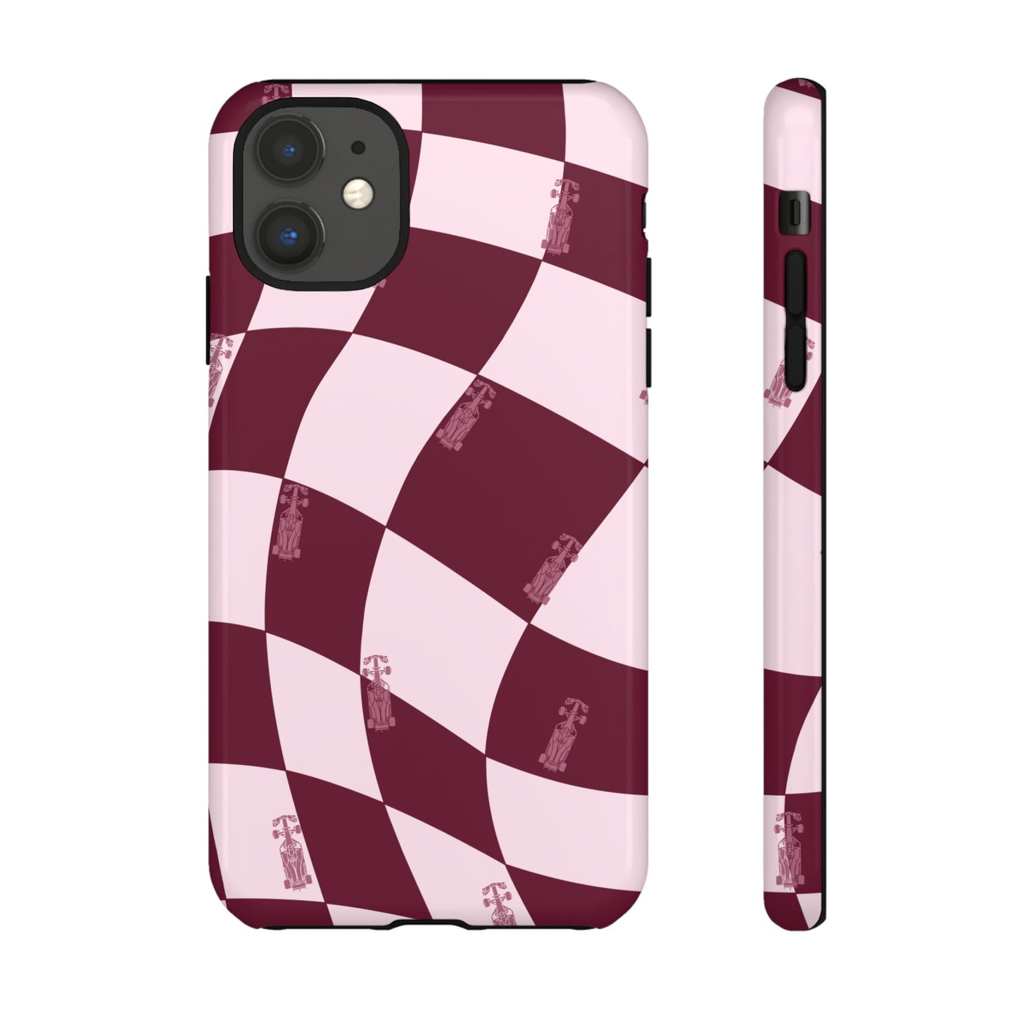 F1 Phone Case Pink Checkered Design, Trendy F1 Gift, Formula 1 Gift, Cute F1 Phone Case, Unique Formula One Phone Case