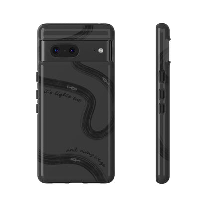 F1 Phone Case Monochrome Black Painted "its lights out and away we go", Trendy F1 Gift, Formula 1 Gift, Cute F1 Phone Case, Phone Case