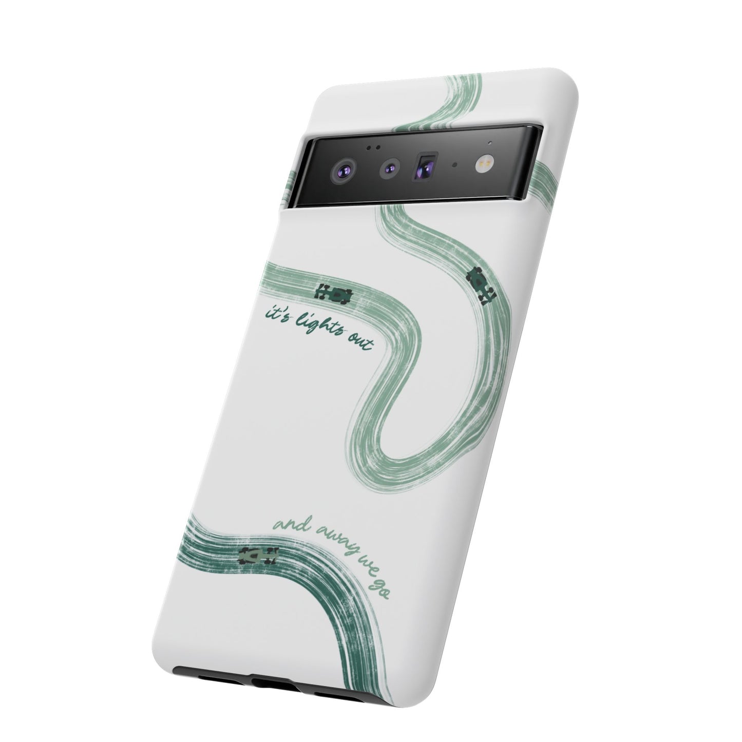 F1 Phone Case Green Painted "its lights out and away we go", Trendy F1 Gift, Formula 1 Gift, Cute F1 Phone Case, Gift for F1 Fans