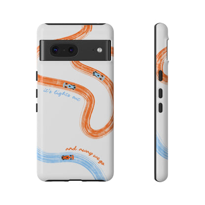 McLaren F1 Phone Case Orange and Blue Painted "its lights out and away we go", Trendy F1 Gift, Formula 1 Gift, Cute F1 Phone Case