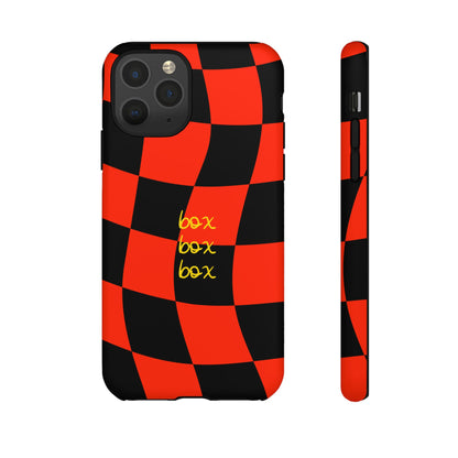 F1 Ferrari Black and Red Checkered Phone Case, Box Box Box F1 Phone Case