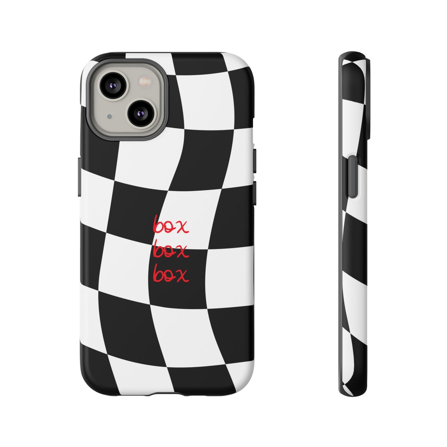 Black and Red Checkered F1 Phone Case, Box Box Box F1 Phone Case