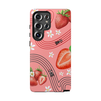 Red F1 Audi and Strawberries Phone Case, Trendy F1 Gift, Formula 1 Gift, Cute Fruit F1 Phone Case, Unique Phone Case