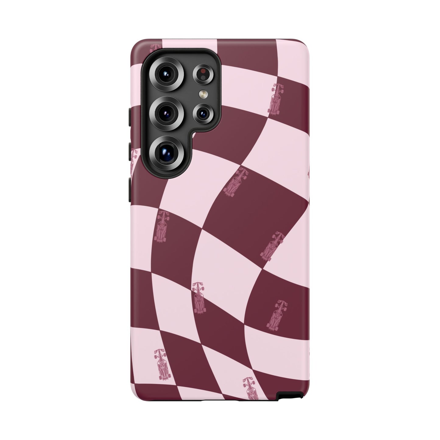F1 Phone Case Pink Checkered Design, Trendy F1 Gift, Formula 1 Gift, Cute F1 Phone Case, Unique Formula One Phone Case