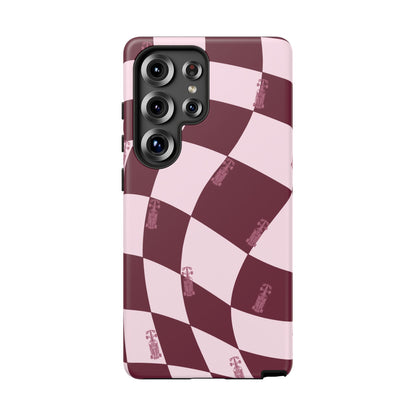 F1 Phone Case Pink Checkered Design, Trendy F1 Gift, Formula 1 Gift, Cute F1 Phone Case, Unique Formula One Phone Case