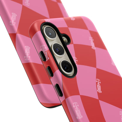 F1 Phone Case Pink and Red Checkerboard Design, Trendy F1 Gift, Girly Formula 1 Gift, Cute F1 Phone Case, Unique Formula One Phone Case