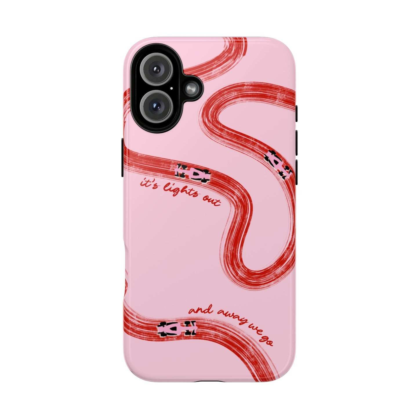 F1 Phone Case Pink and Red Painted "its lights out and away we go", Trendy F1 Gift, Formula 1 Gift, Cute F1 Phone Case, Unique Phone Case